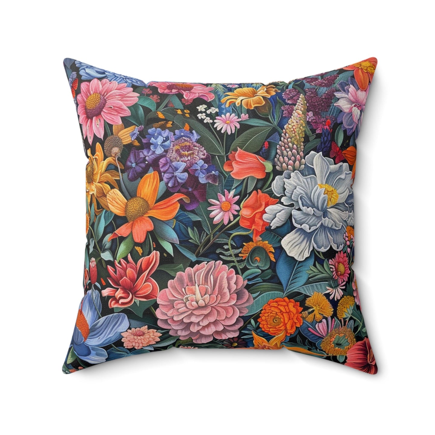Futuristic Flowers Spun Polyester Square Pillow