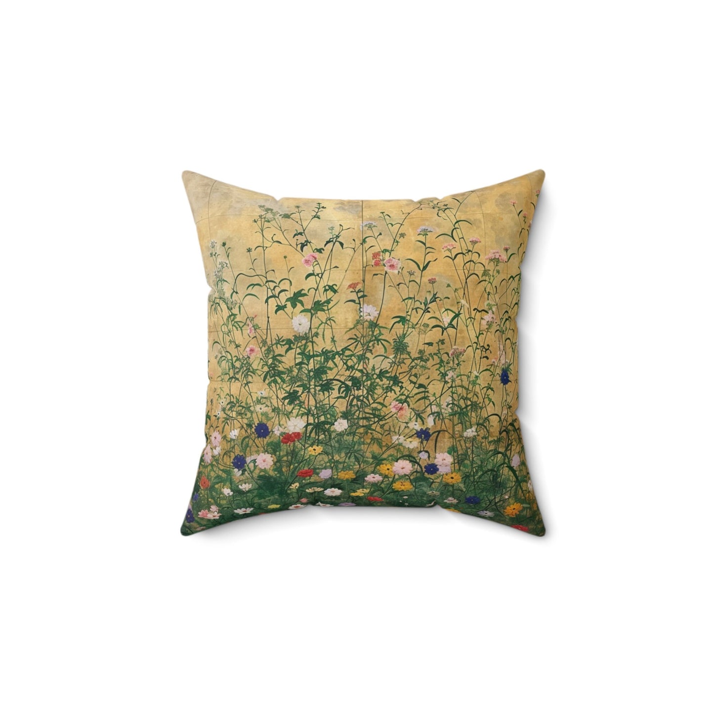 Japanese Wildflowers on a Spun Polyester Square Pillow