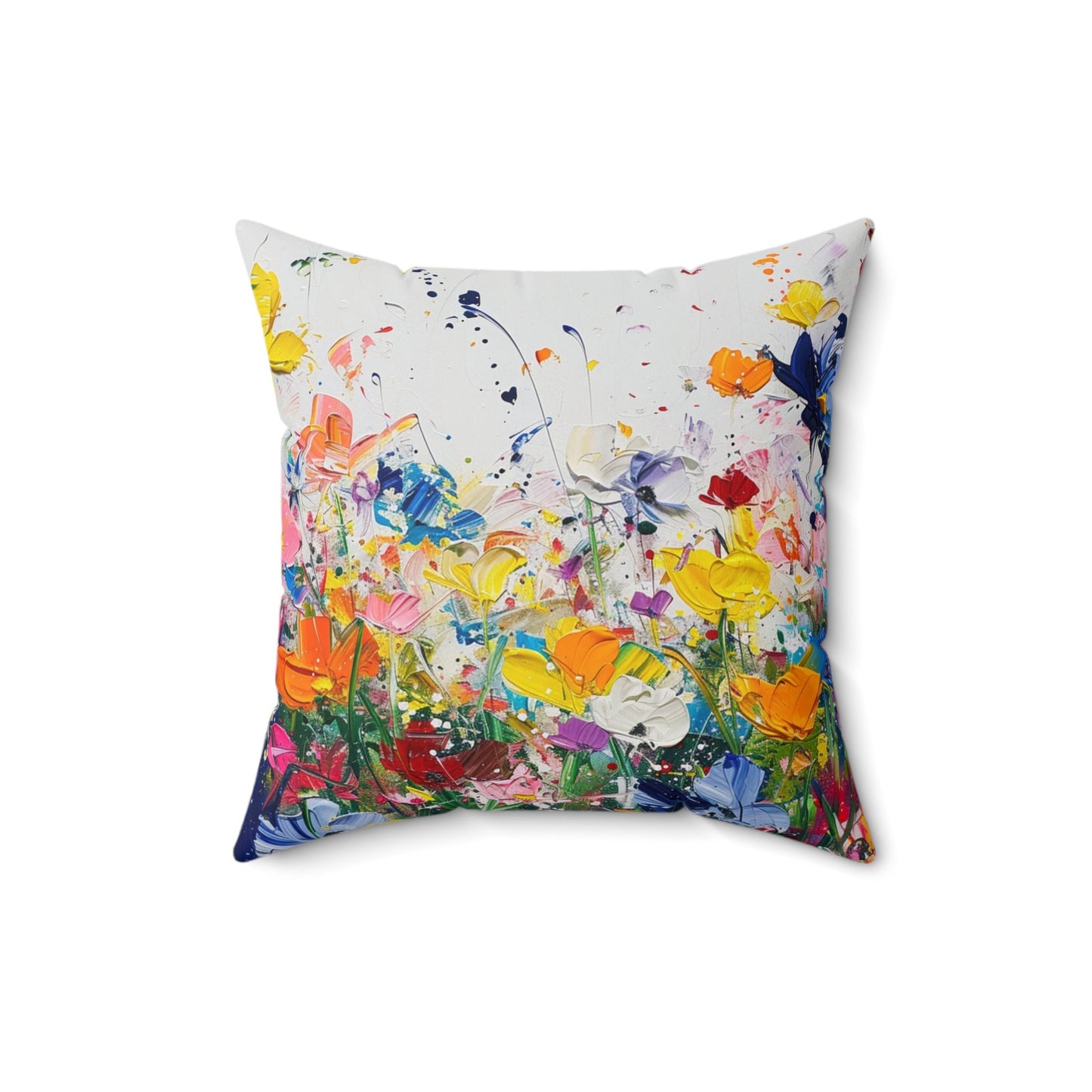 Expressionistic Flowers Spun Polyester Square Pillow