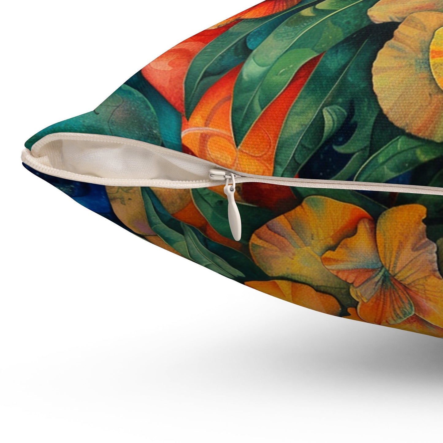 Futuristic Flowers Spun Polyester Square Pillow
