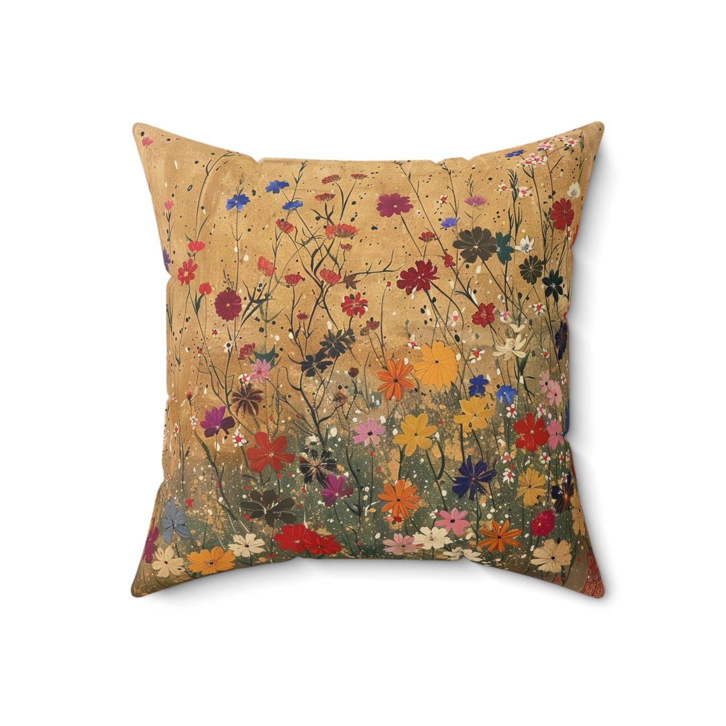 Japanese Wildflowers on a Spun Polyester Square Pillow