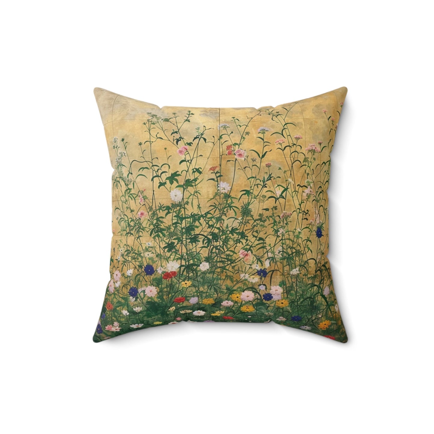 Japanese Wildflowers on a Spun Polyester Square Pillow