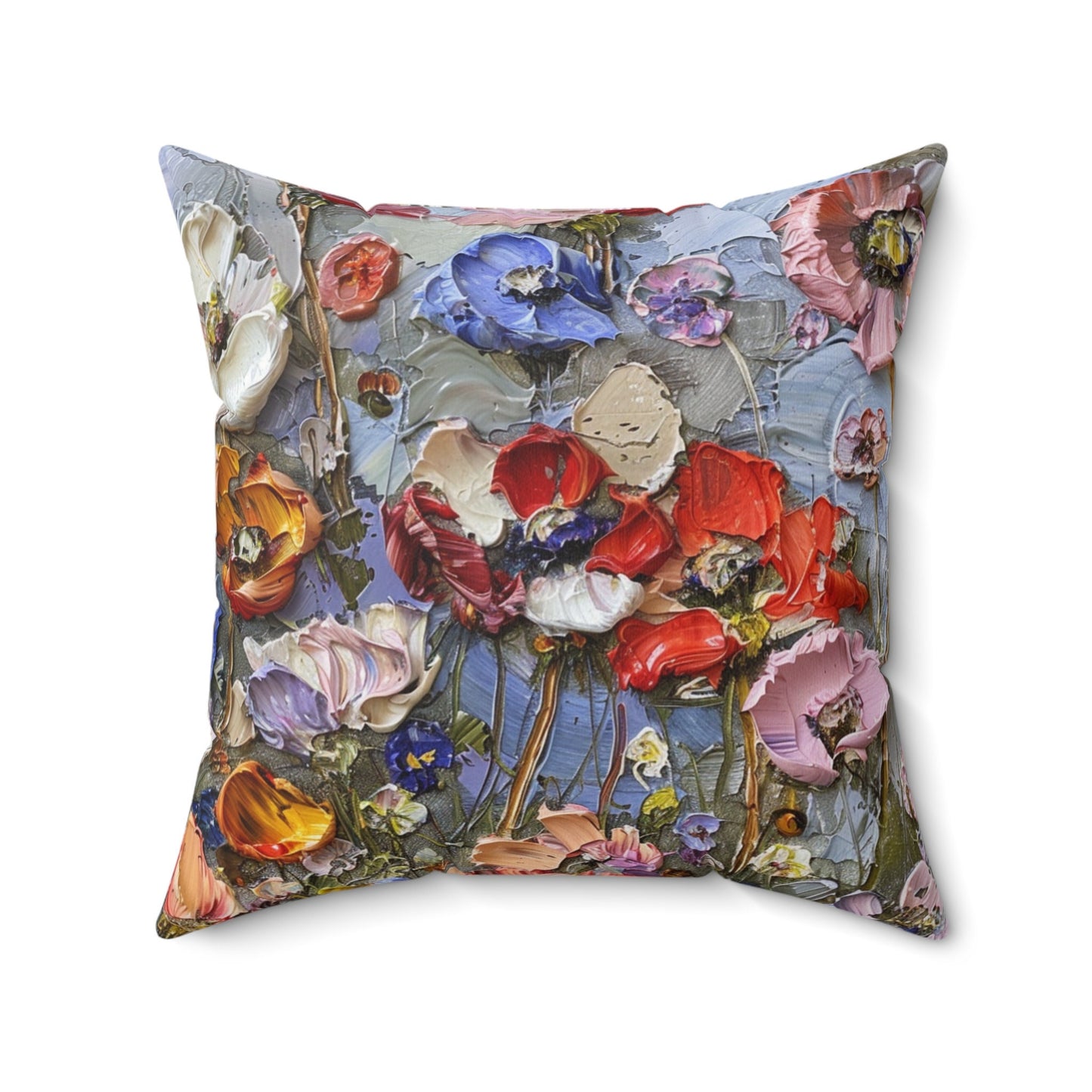 Futuristic Flowers Spun Polyester Square Pillow