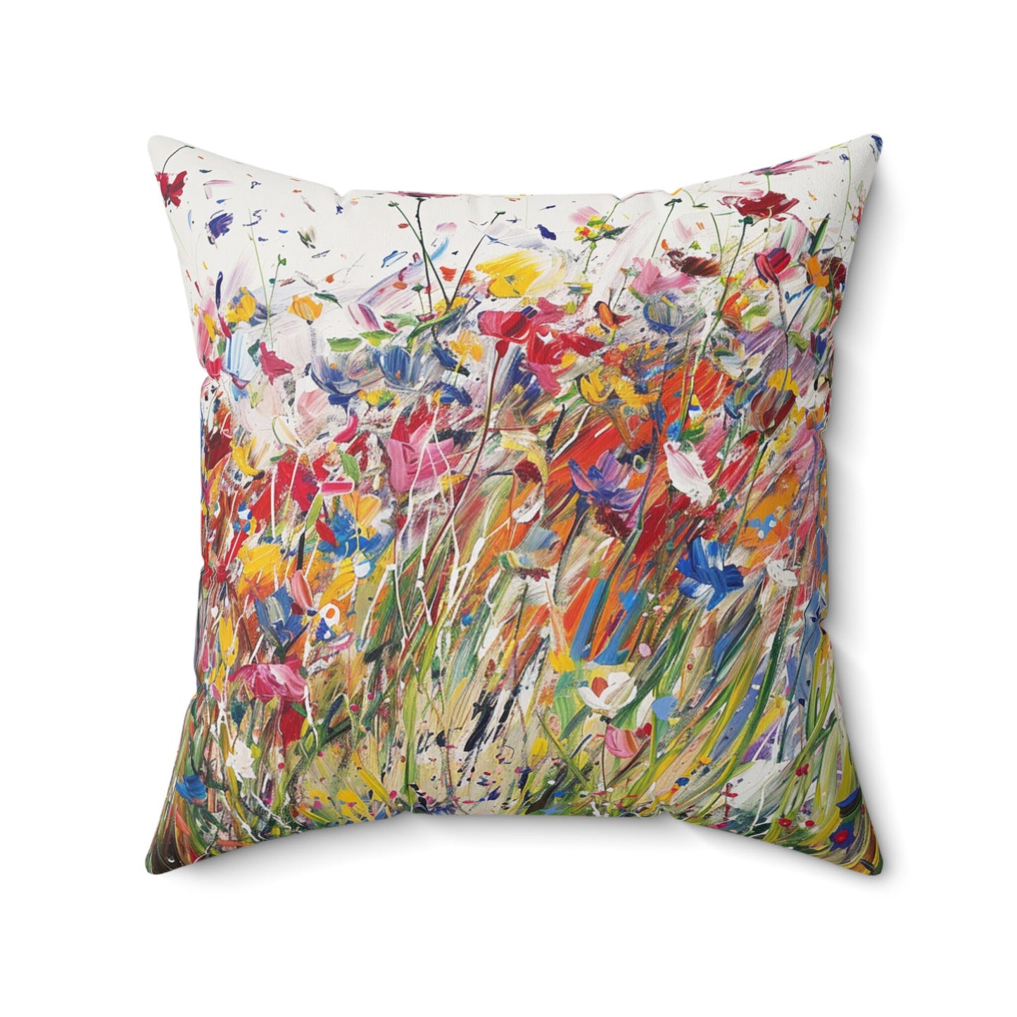 Expressionistic Flowers Spun Polyester Square Pillow Part Three