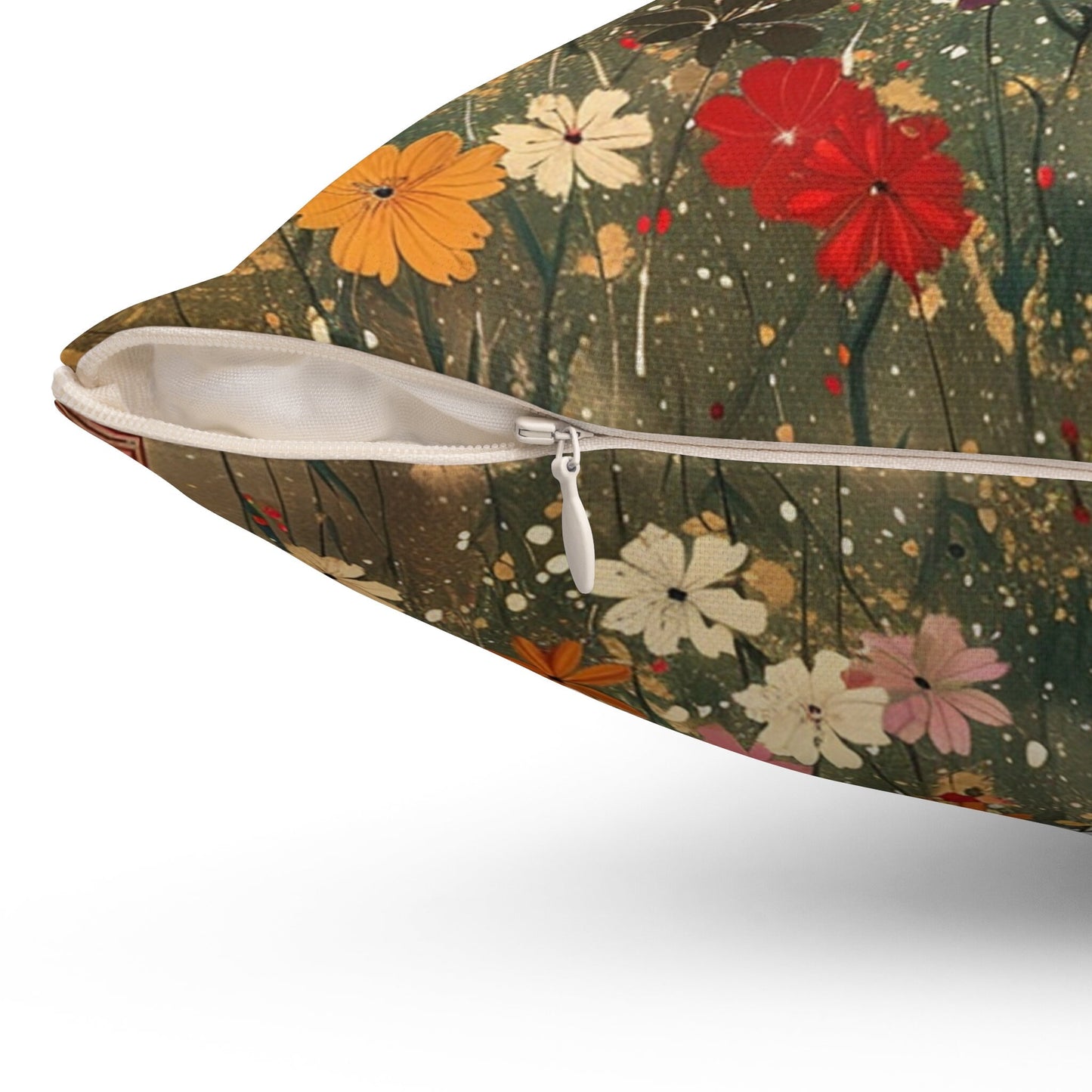 Japanese Wildflowers on a Spun Polyester Square Pillow