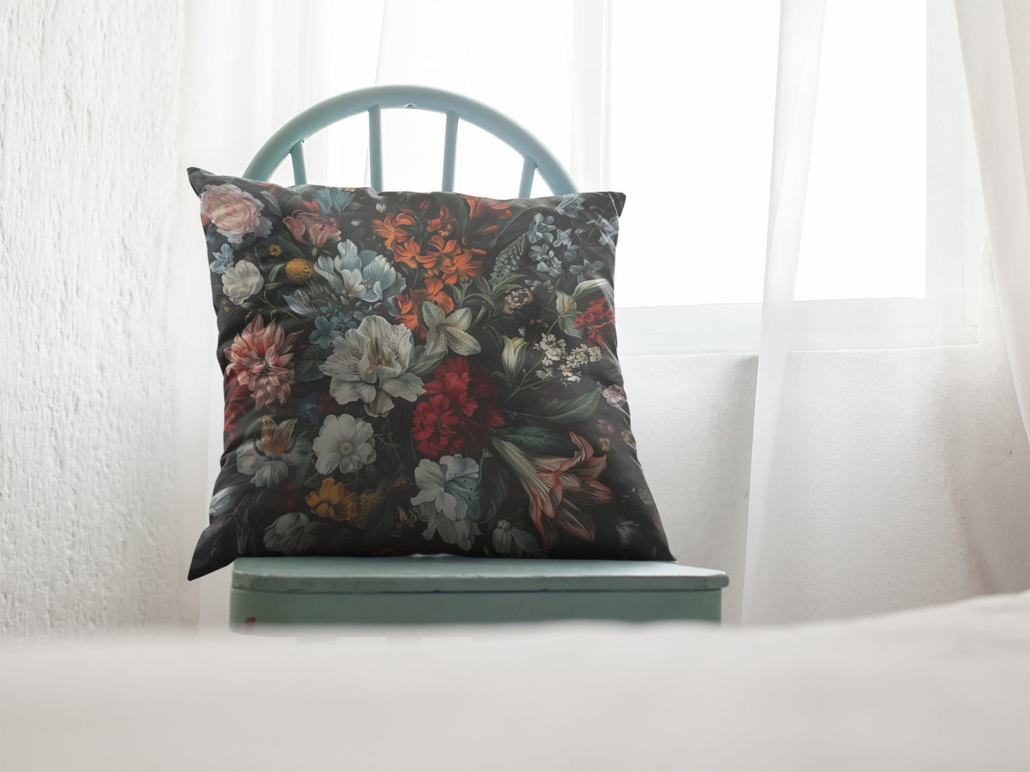Futuristic Flowers Spun Polyester Square Pillow