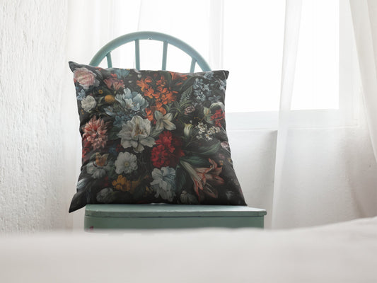 Futuristic Flowers Spun Polyester Square Pillow