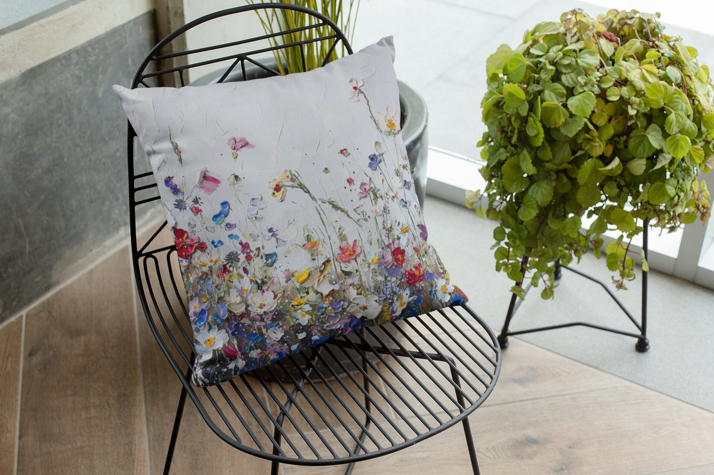 Expressionistic Flowers Spun Polyester Square Pillow Part Four