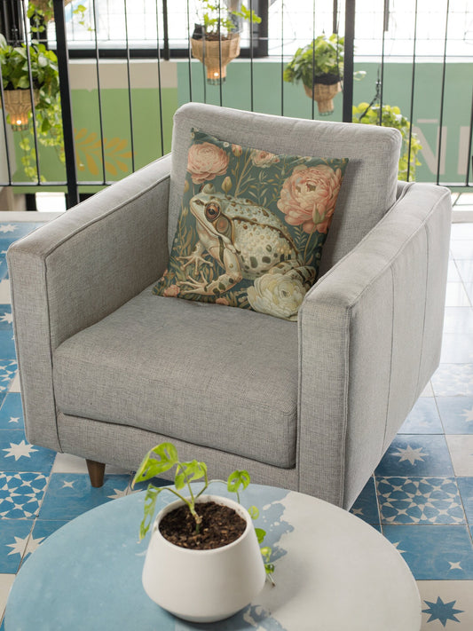 Victorian Frog Spun Polyester Square Pillow