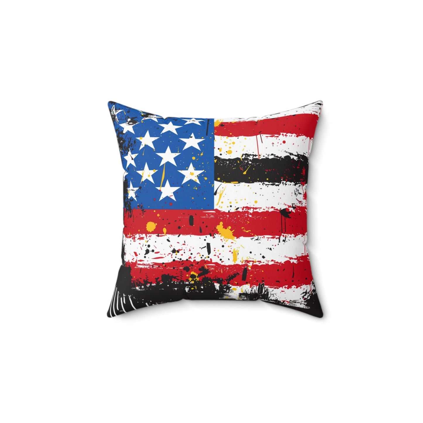 American Flag Graffiti Spun Polyester Square Pillow