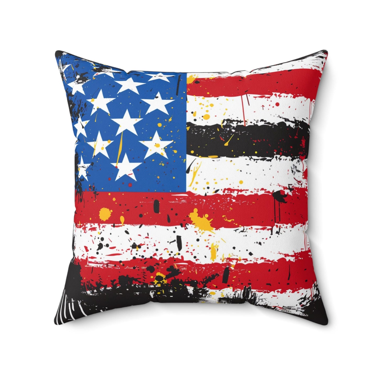 American Flag Graffiti Spun Polyester Square Pillow