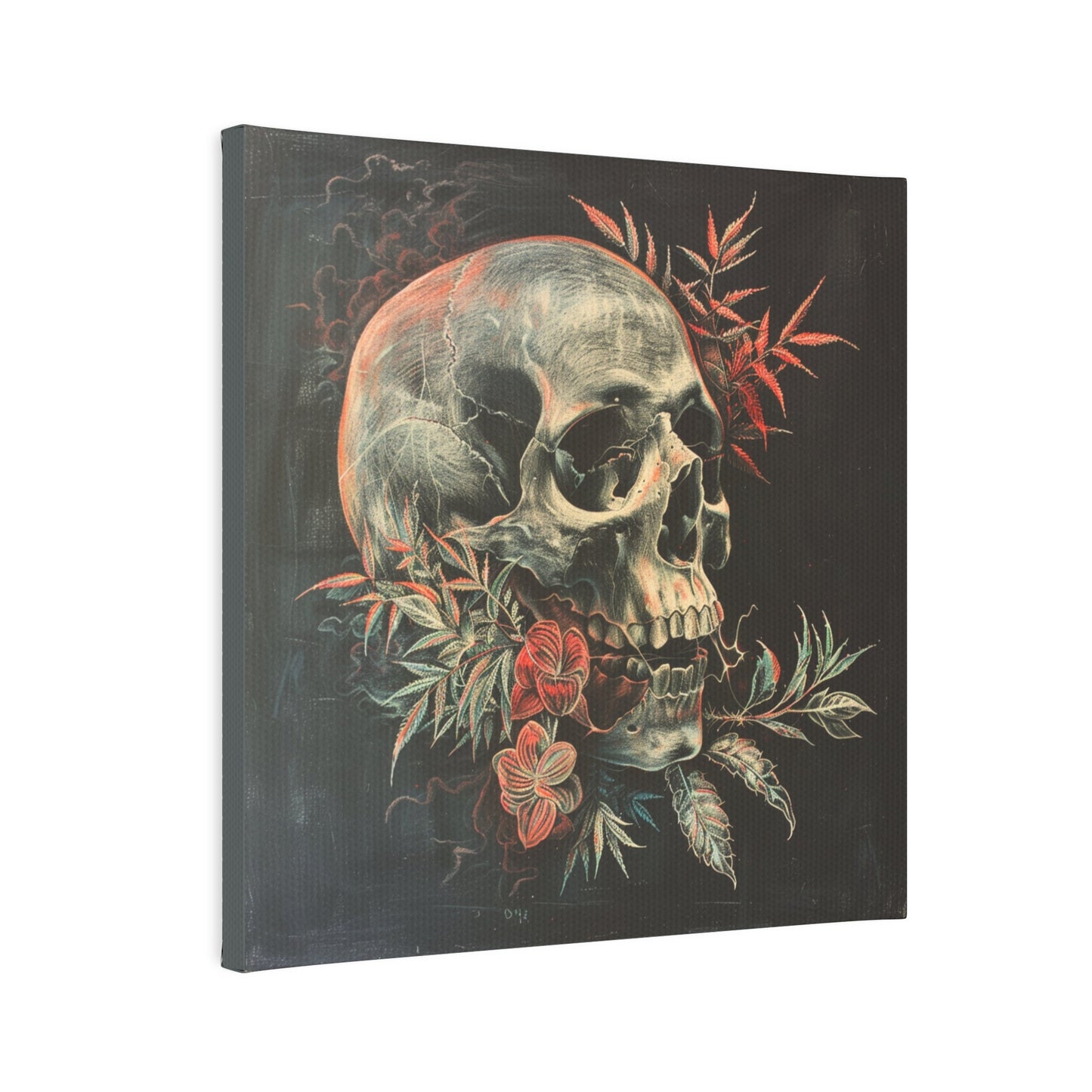 Nature Wins Canvas Photo Tile - Skull and Plant