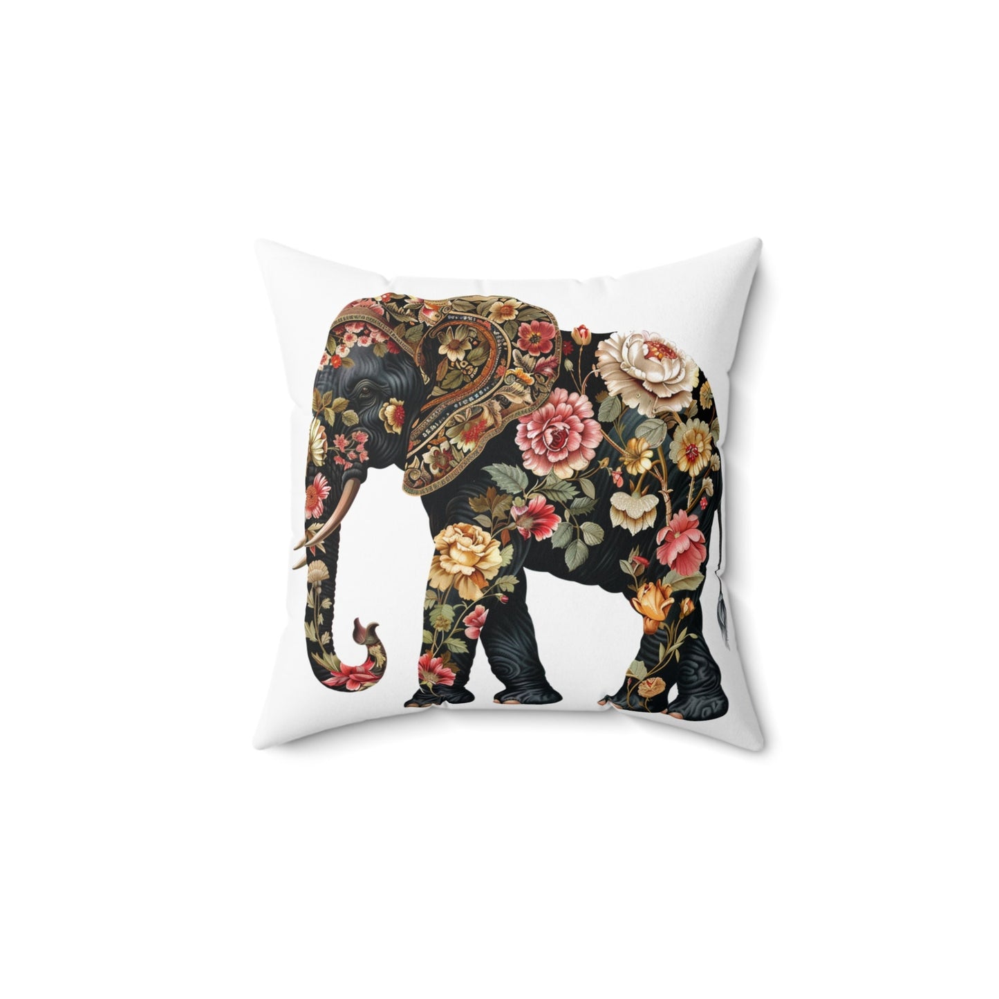 Victorian Style Elephant Spun Polyester Square Pillow - Jungle