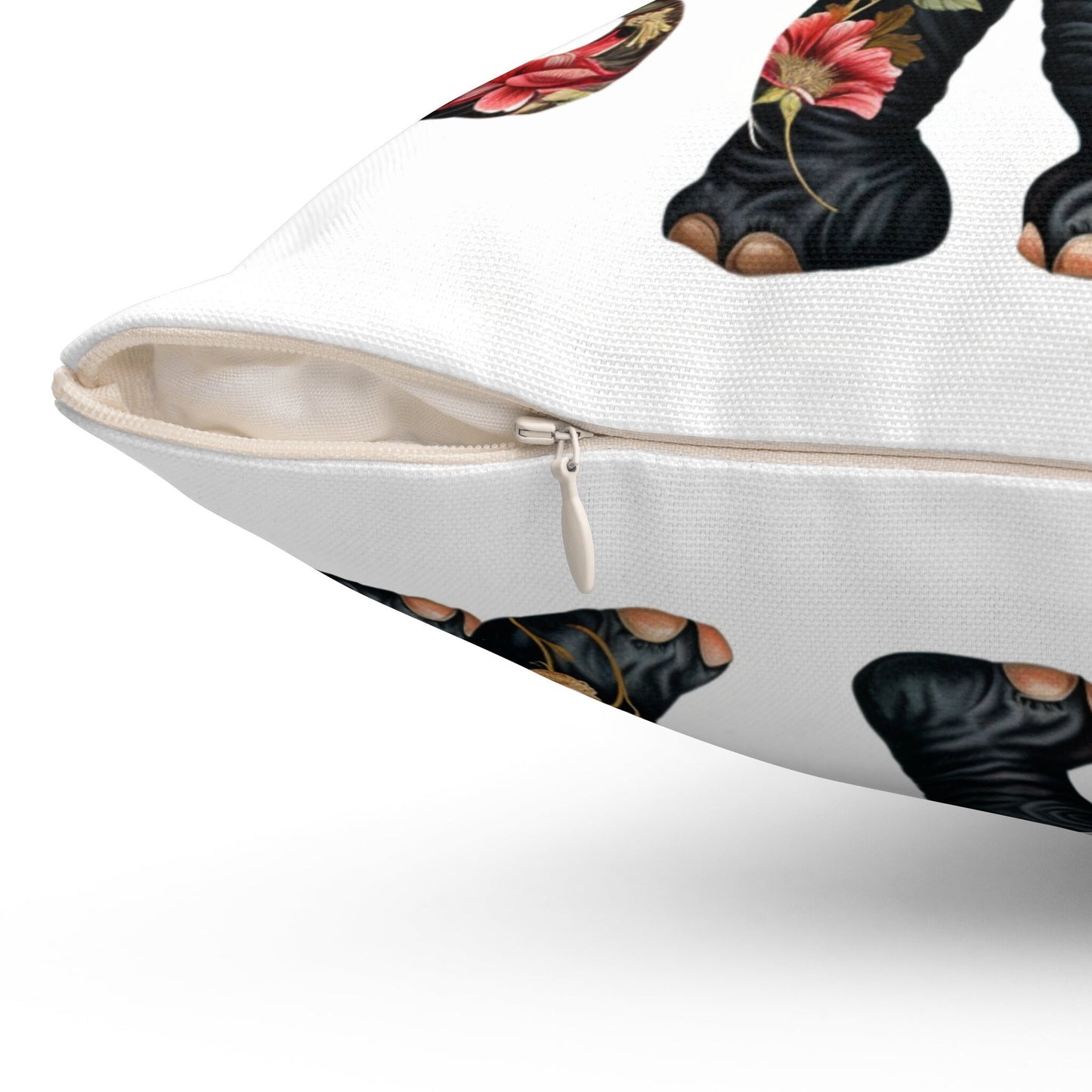 Victorian Style Elephant Spun Polyester Square Pillow - Jungle