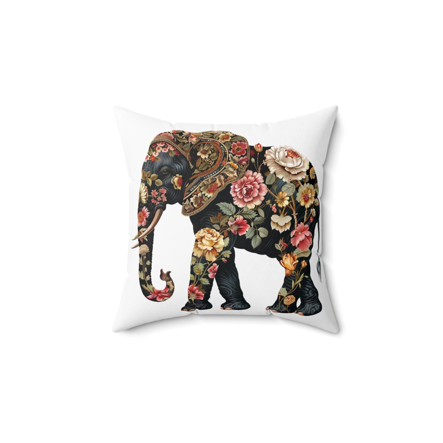 Victorian Style Elephant Spun Polyester Square Pillow - Jungle