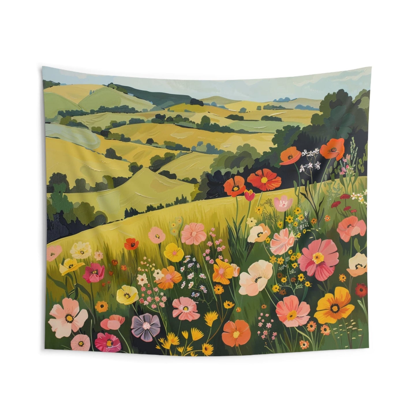 Retro Blooms Wall Tapestry Part Duet