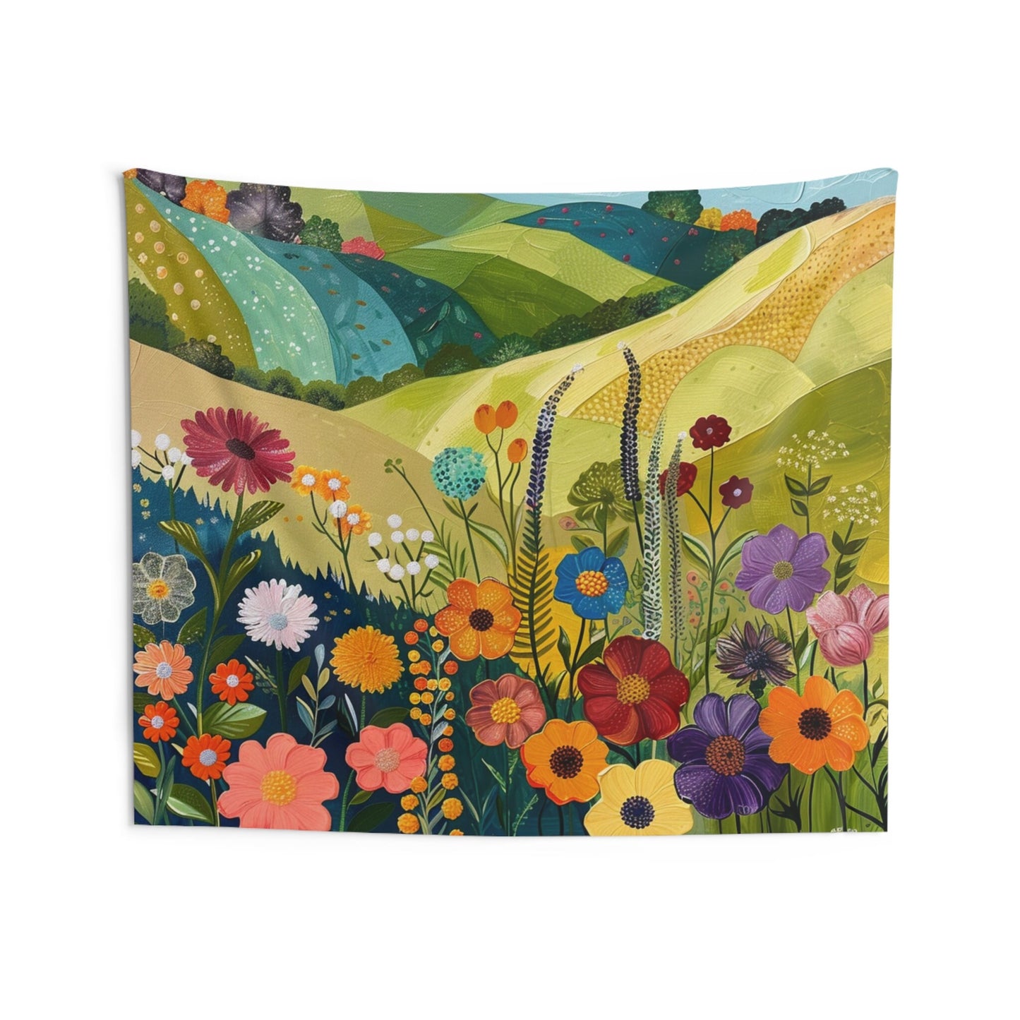 Retro Blooms Wall Tapestry Part Three