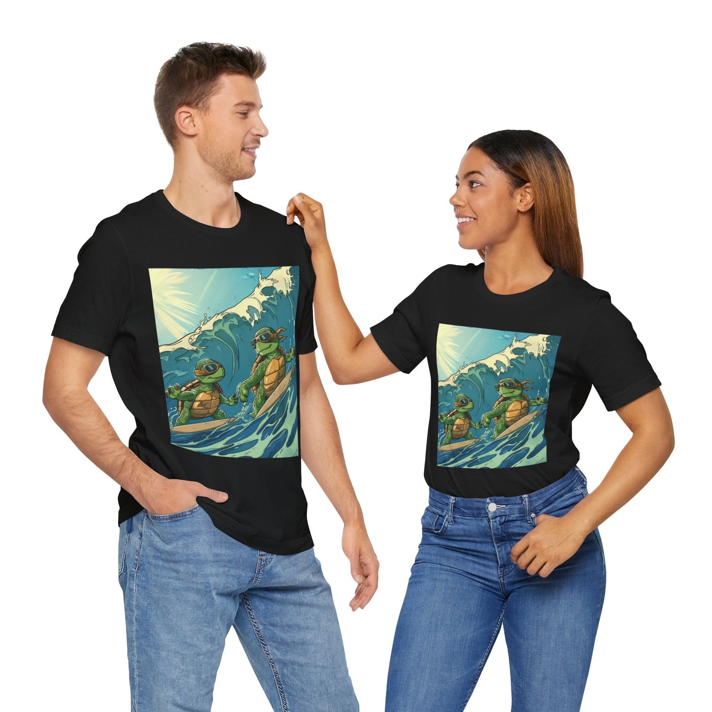 Surfing Turtles Unisex Jersey Short Sleeve Tee - T-Shirt
