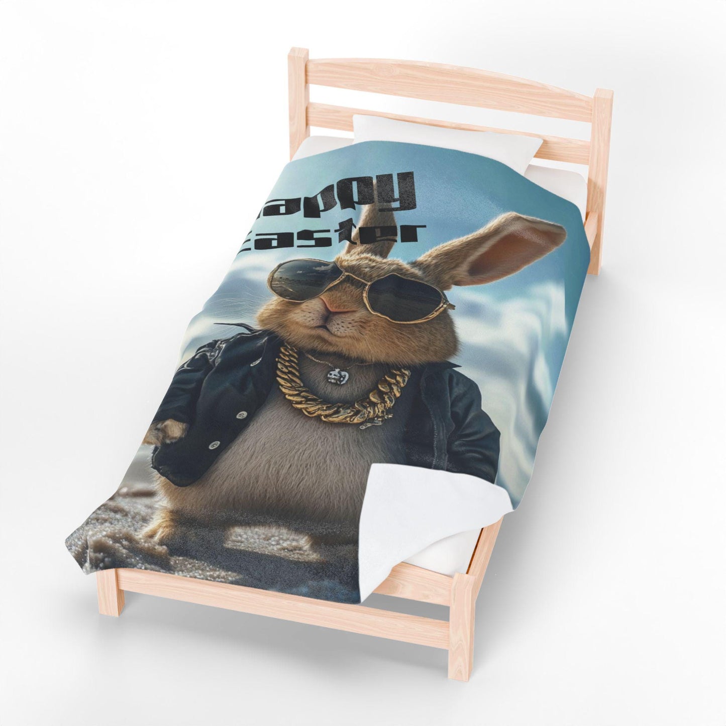 Easter Bunny Velveteen Plush Blanket: Soft Cozy Throw