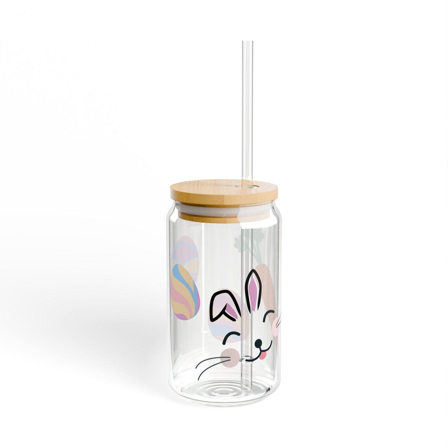 Easter Bunny Sipper Glass: Spring Drinkware with Lid & Straw