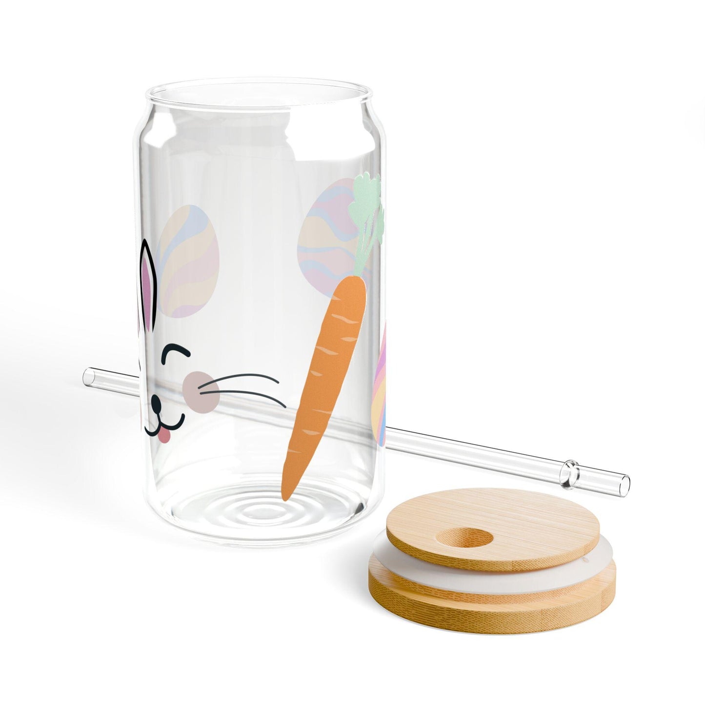 Easter Bunny Sipper Glass: Spring Drinkware with Lid & Straw