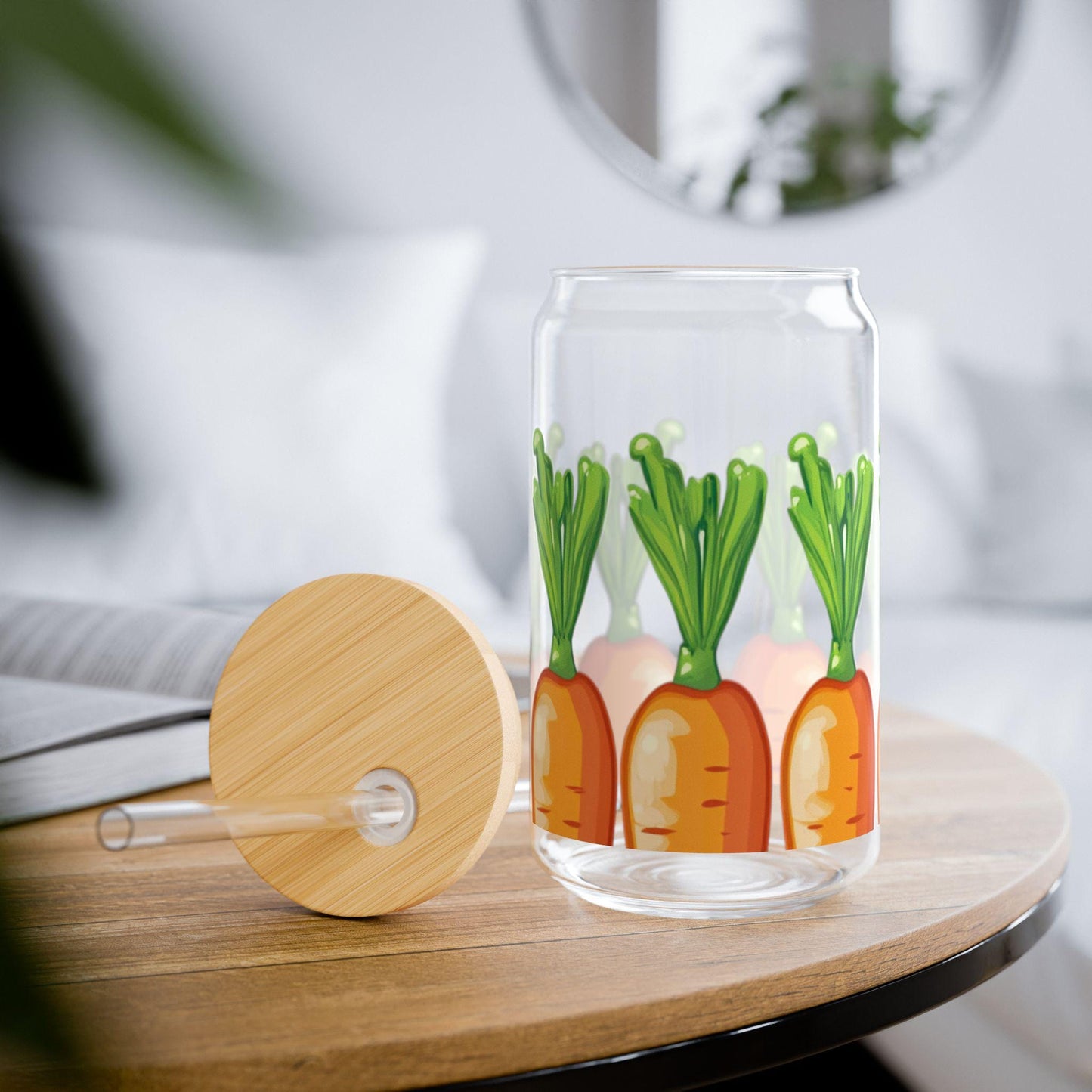 Carrot Row Sipper Glass: Garden Vegetable 16oz Tumbler