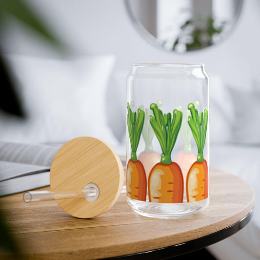 Carrot Row Sipper Glass: Garden Vegetable 16oz Tumbler