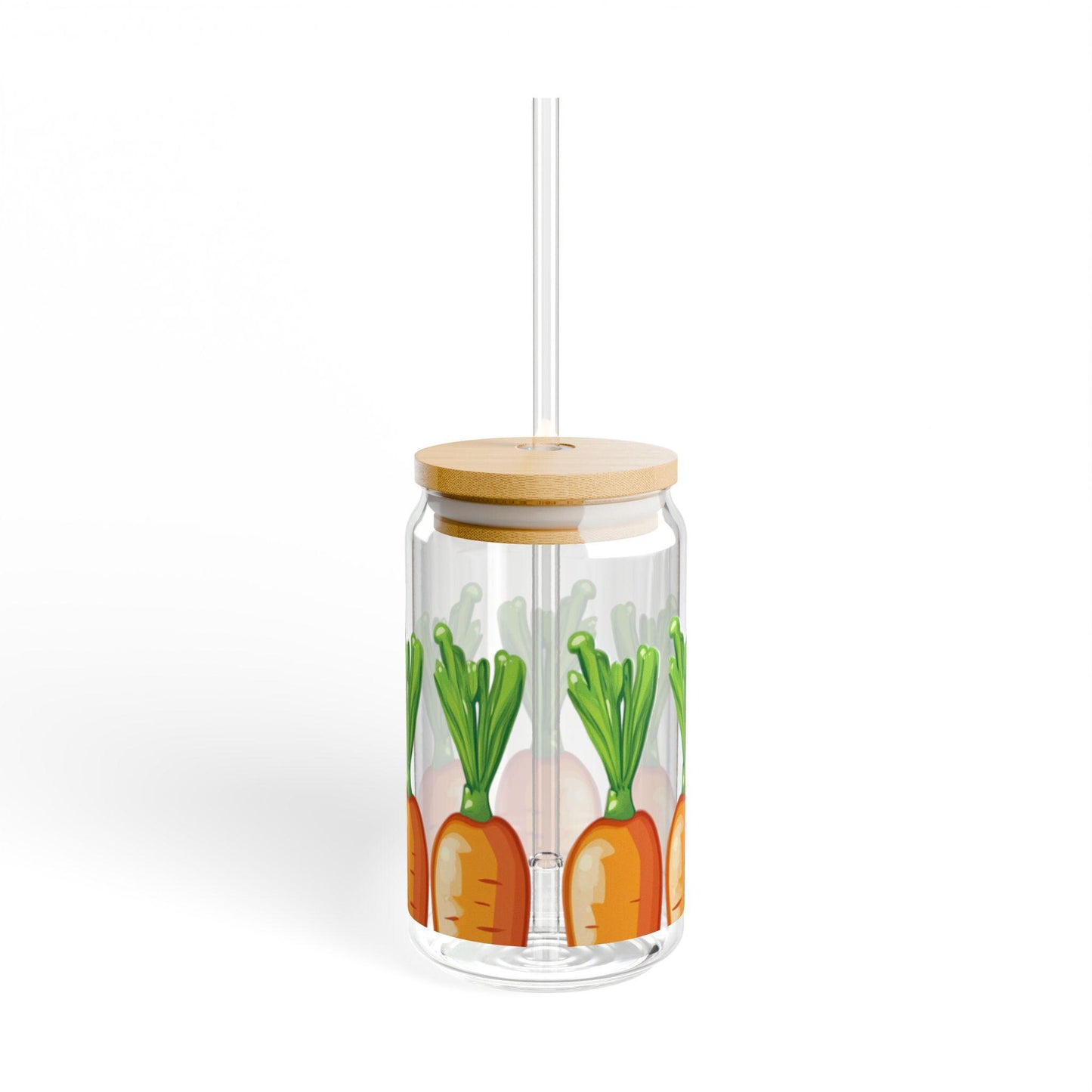Carrot Row Sipper Glass: Garden Vegetable 16oz Tumbler