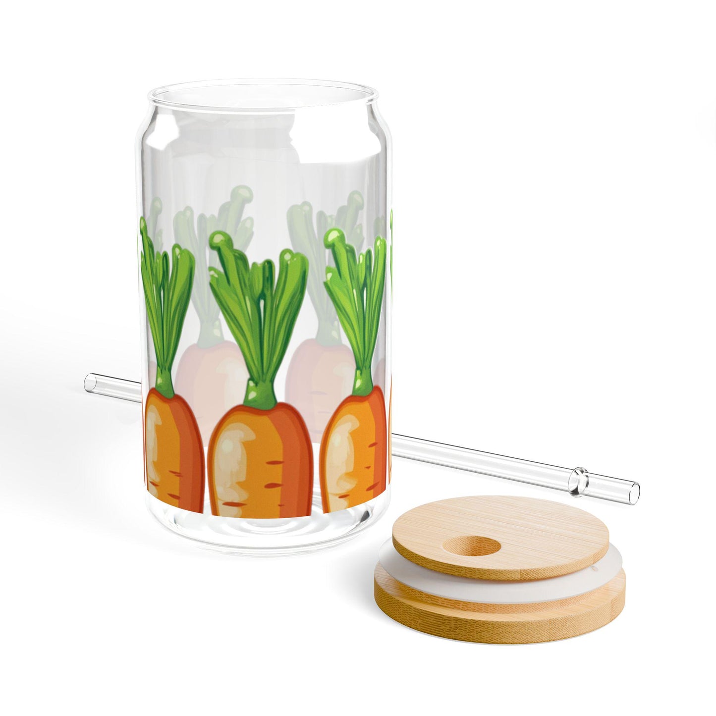 Carrot Row Sipper Glass: Garden Vegetable 16oz Tumbler