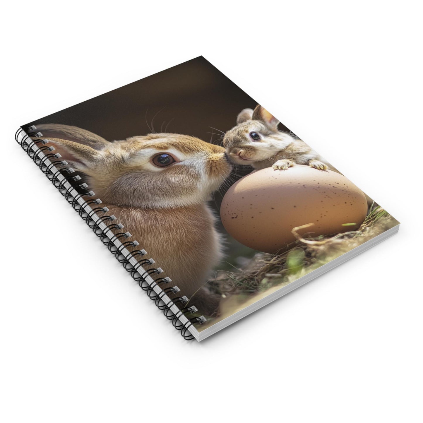 Bunny Spiral Notebook: Mother & Baby Rabbit, Ruled Line Journal