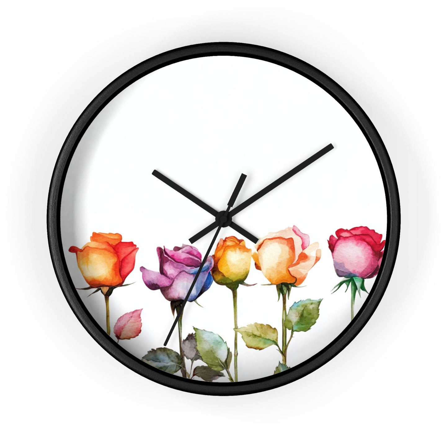 Floral Rose Wall Clock: Elegant Home Decor, Silent Movement