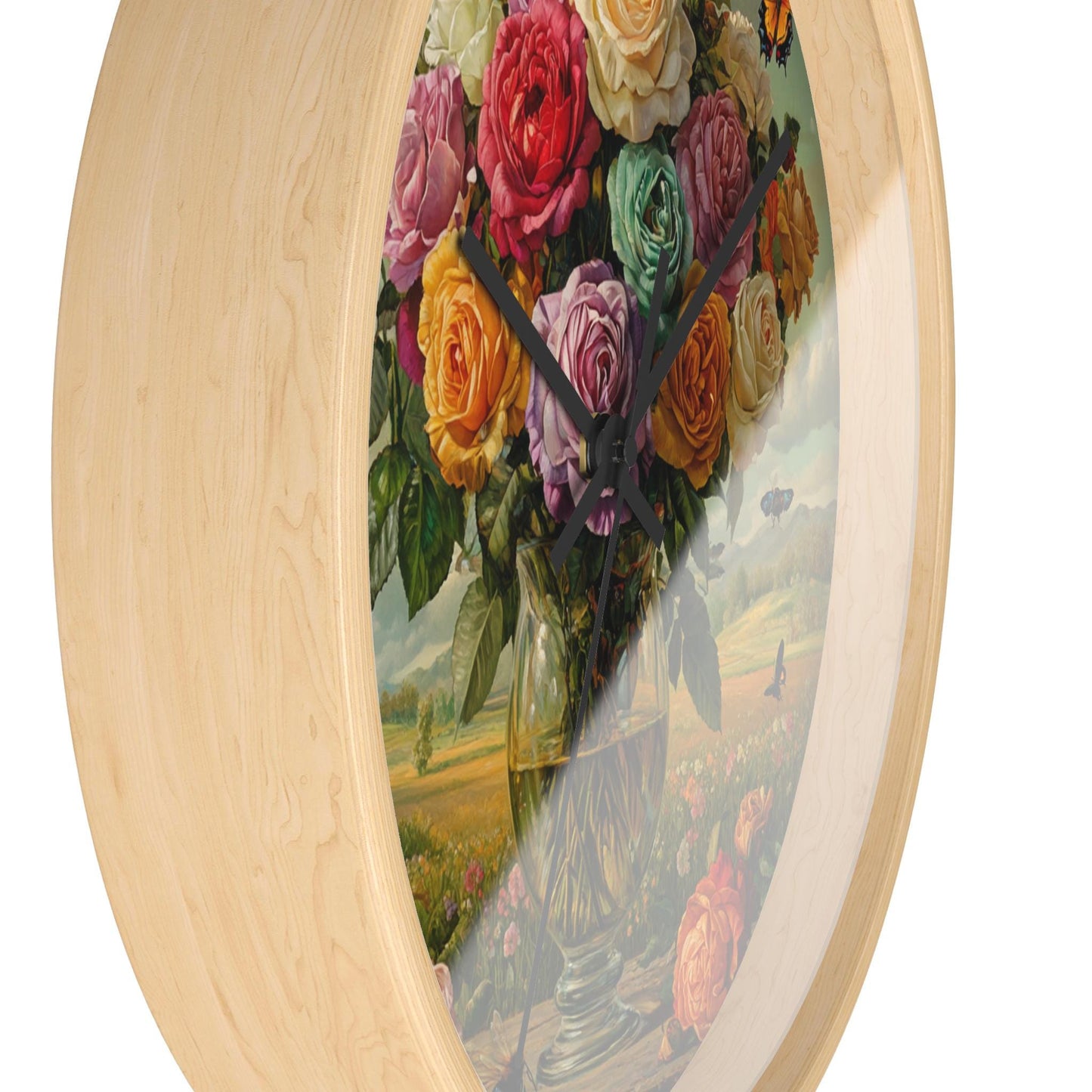 Rose Vase Wall Clock: Floral Farmhouse Decor, Gardener Gift