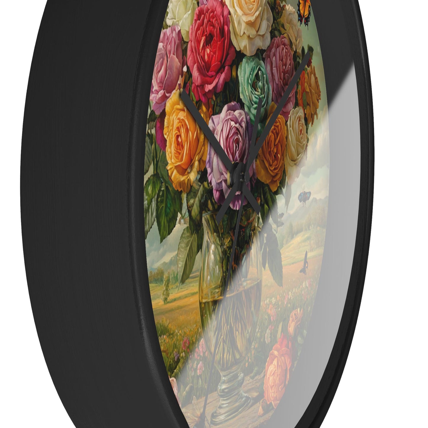 Rose Vase Wall Clock: Floral Farmhouse Decor, Gardener Gift