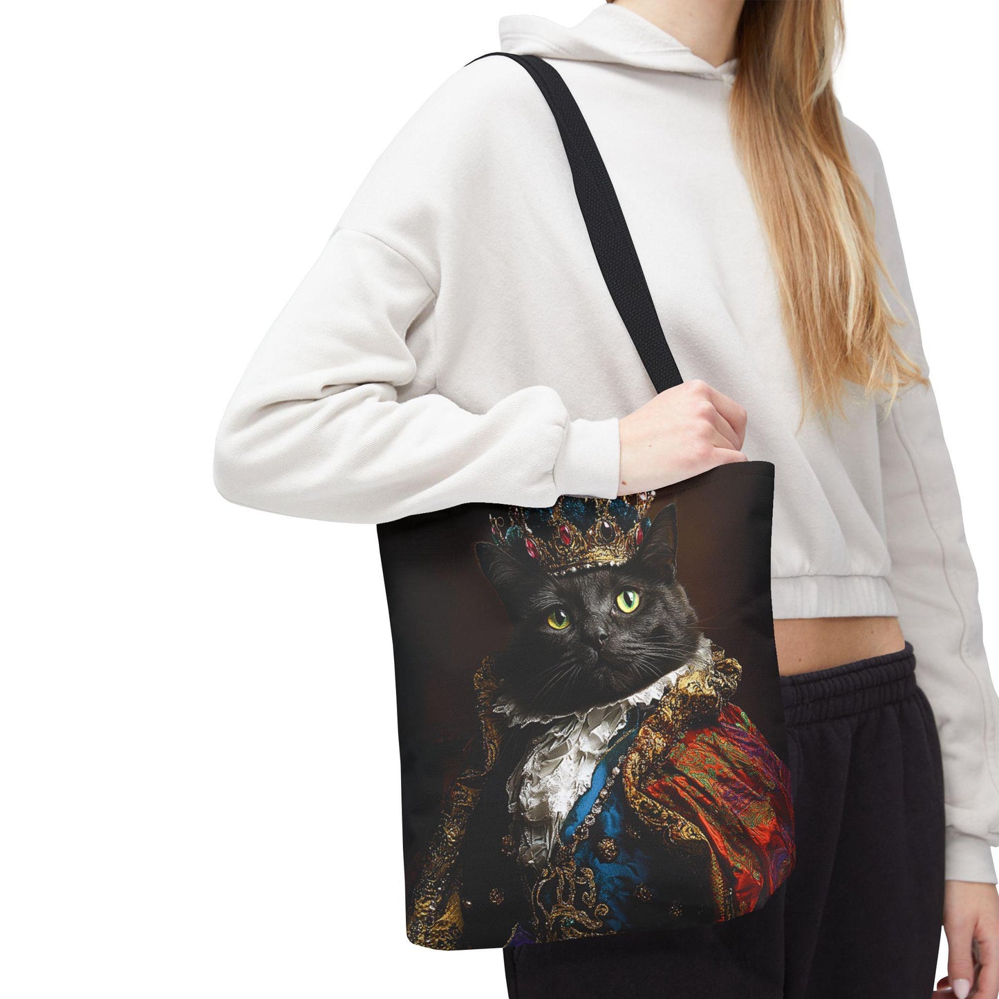 Regal Cat Art Tote Bag: Royal Feline Fashion Accessory