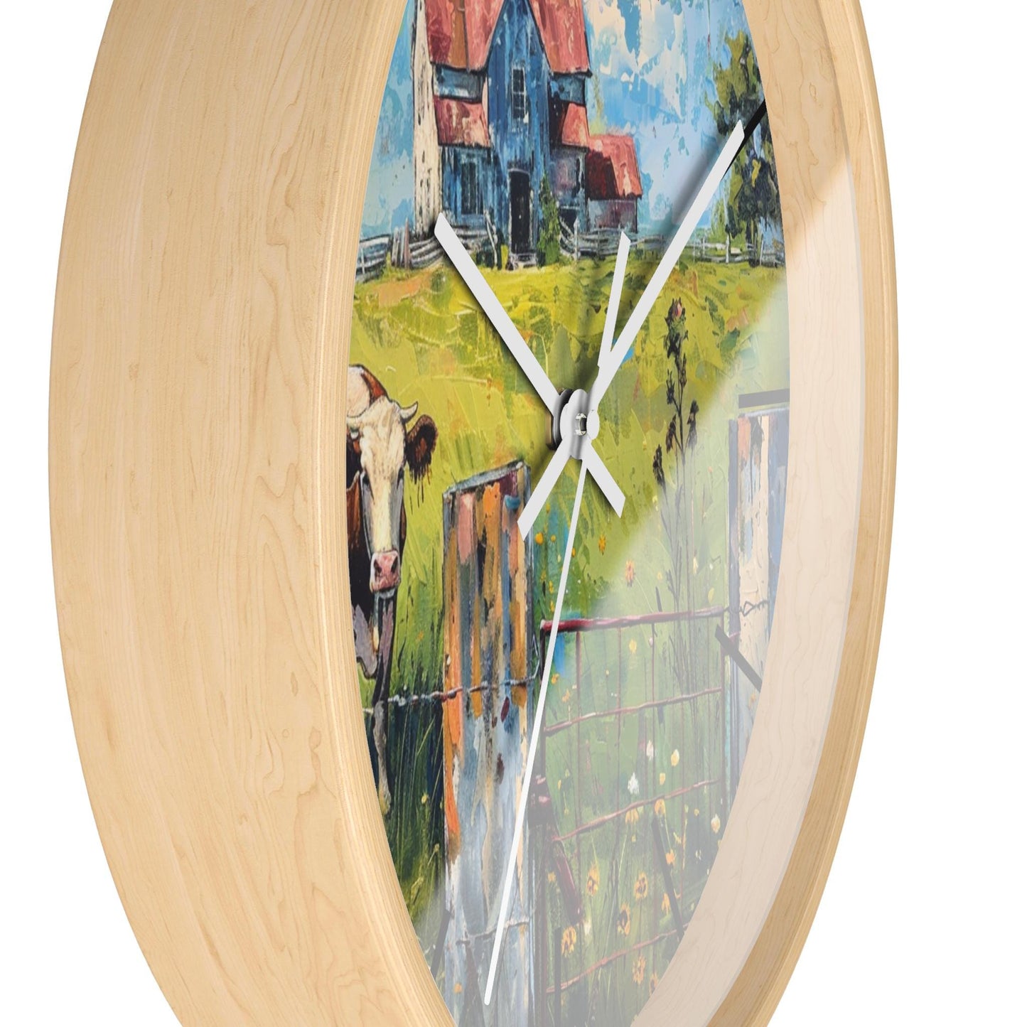 Cow and Barn Farmhouse Wall Clock: Rustic Country Decor