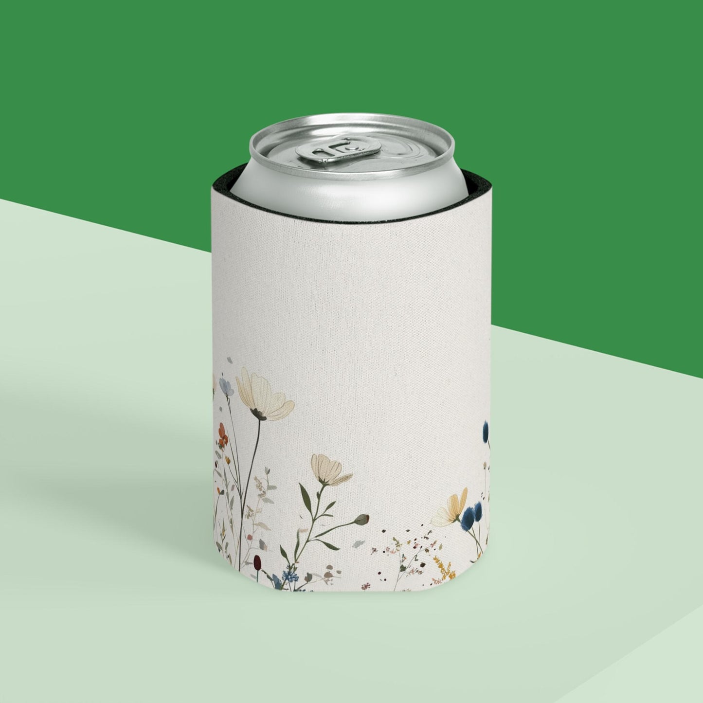 Floral Can Cooler: Elegant Polyester Drink Holder