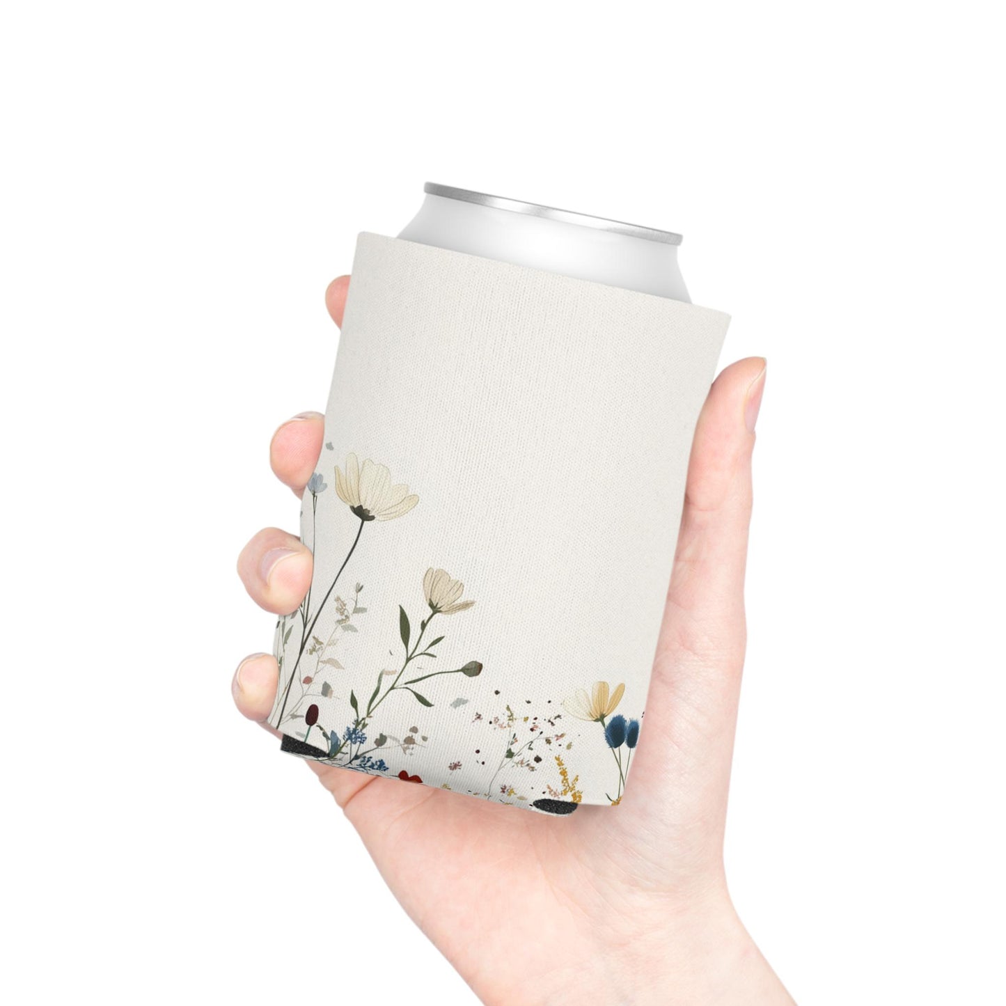 Floral Can Cooler: Elegant Polyester Drink Holder