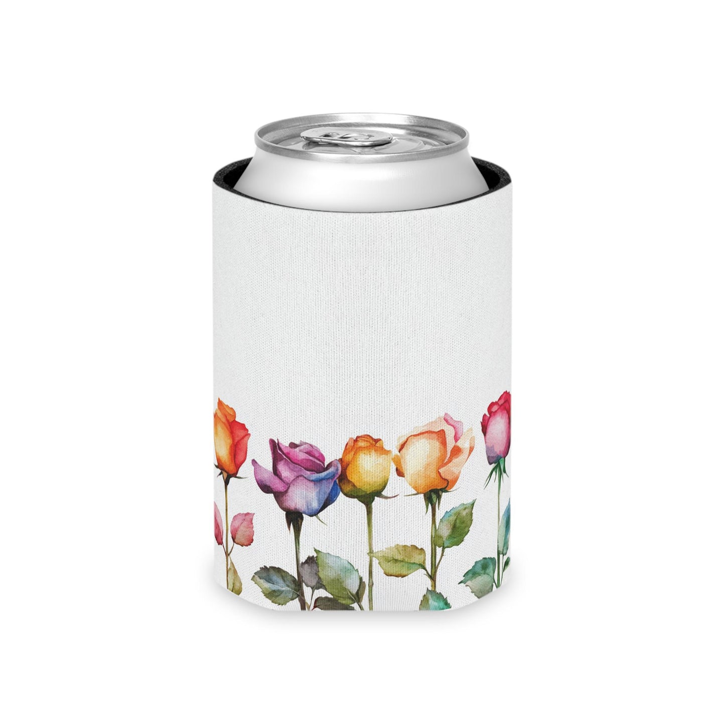 Rose Design Can Cooler: Floral Insulated Drink Sleeve