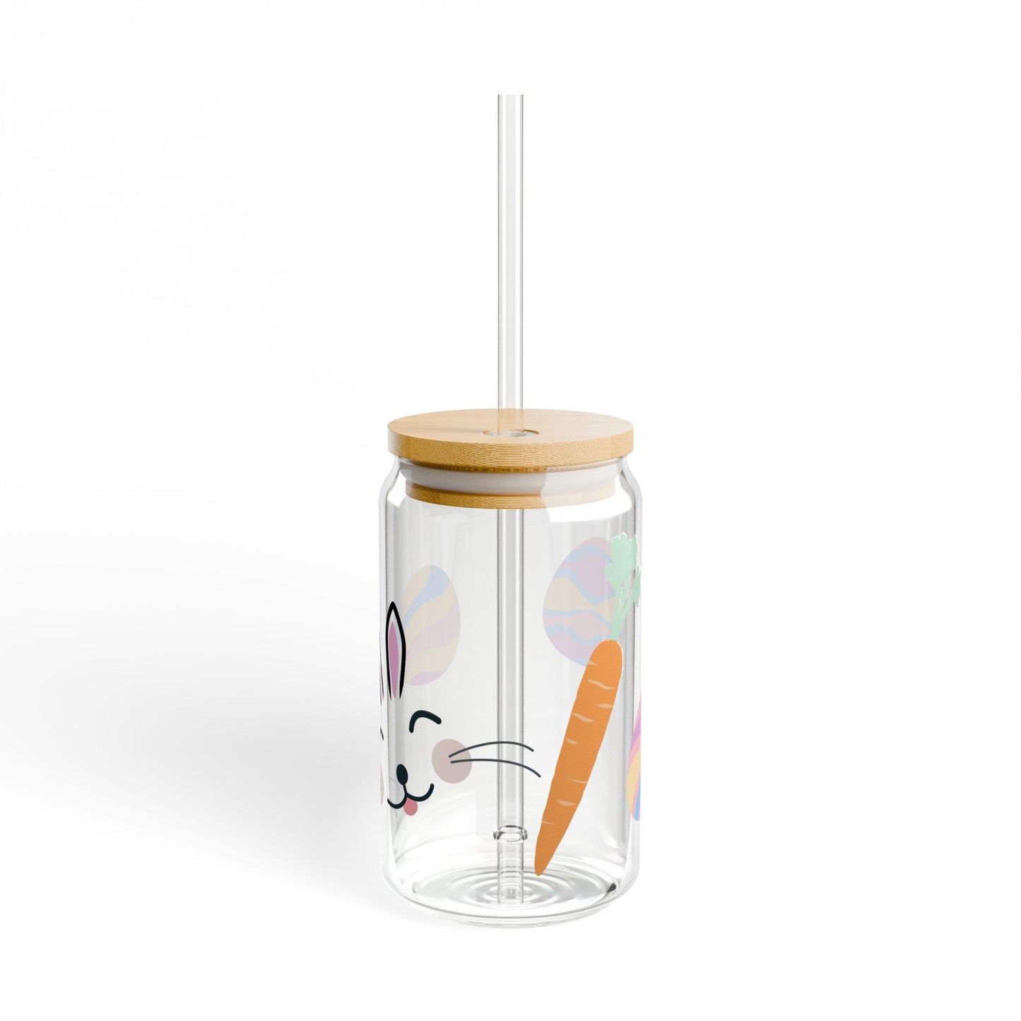 Easter Bunny Sipper Glass: Spring Drinkware with Lid & Straw