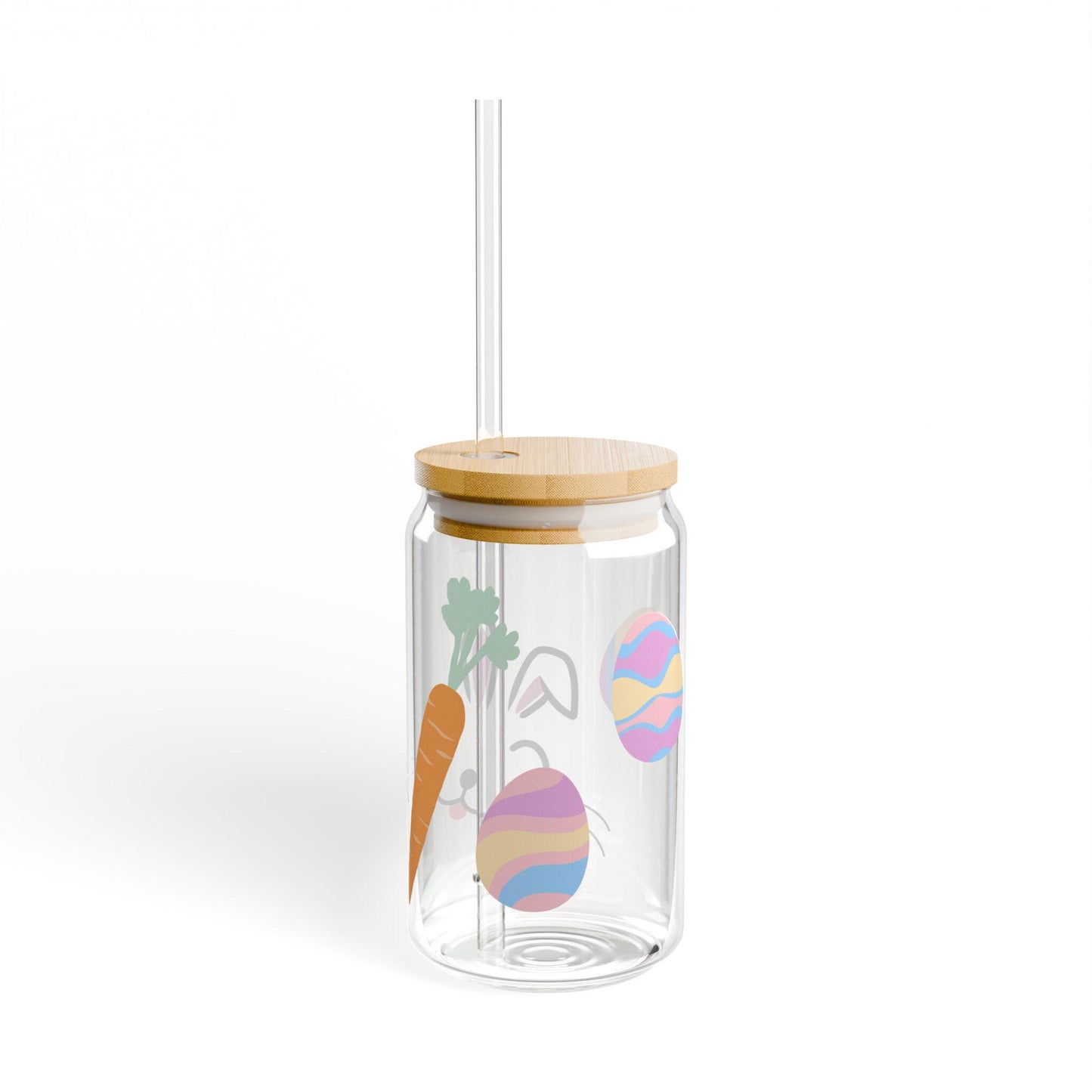 Easter Bunny Sipper Glass: Spring Drinkware with Lid & Straw