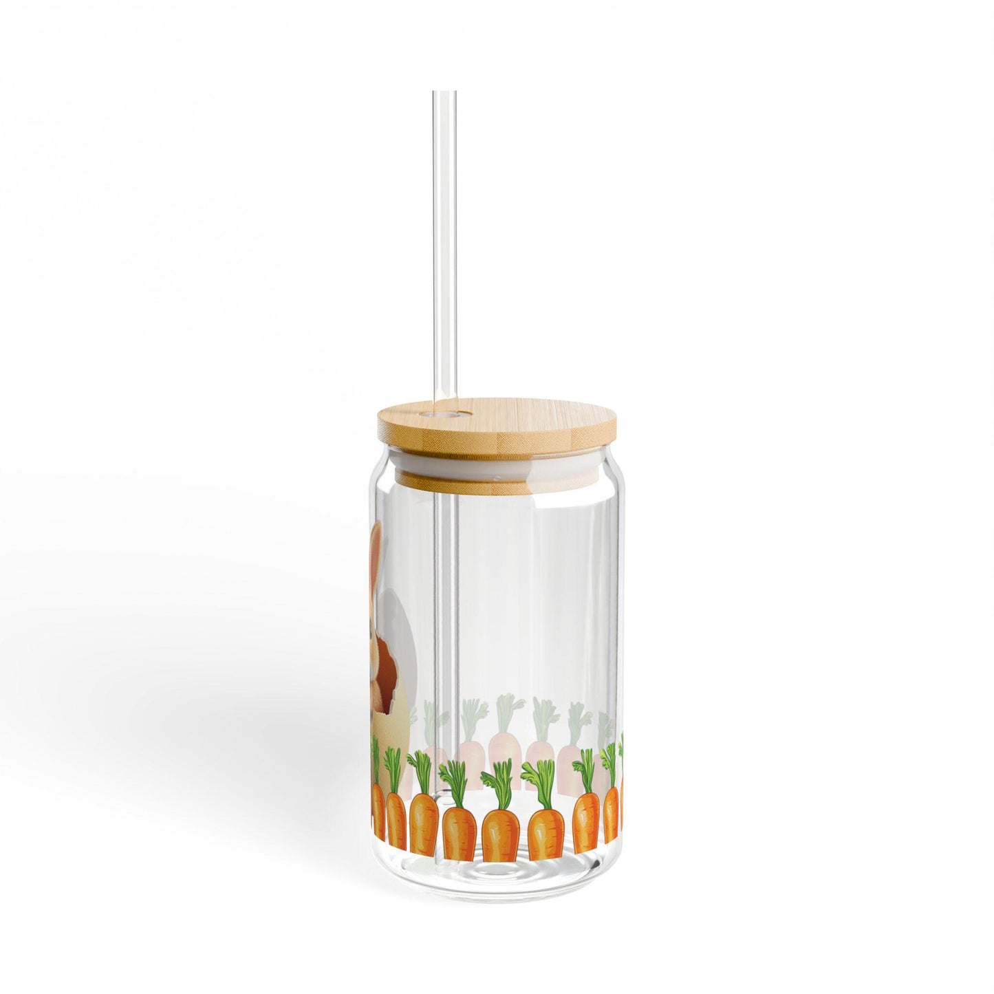 Easter Bunny Sipper Glass: 16oz Spring Drinkware with Lid