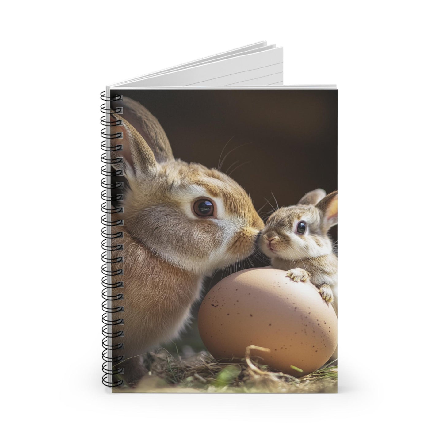 Bunny Spiral Notebook: Mother & Baby Rabbit, Ruled Line Journal