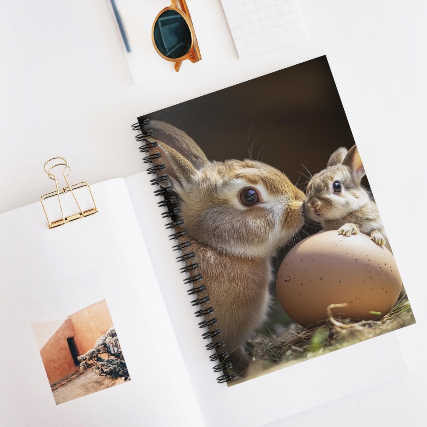 Bunny Spiral Notebook: Mother & Baby Rabbit, Ruled Line Journal