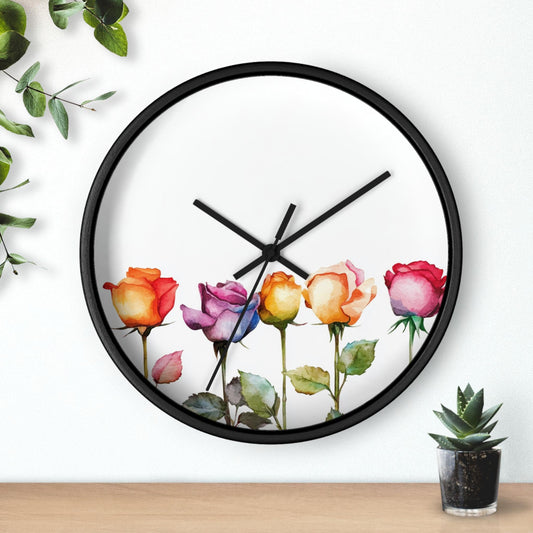 Floral Rose Wall Clock: Elegant Home Decor, Silent Movement