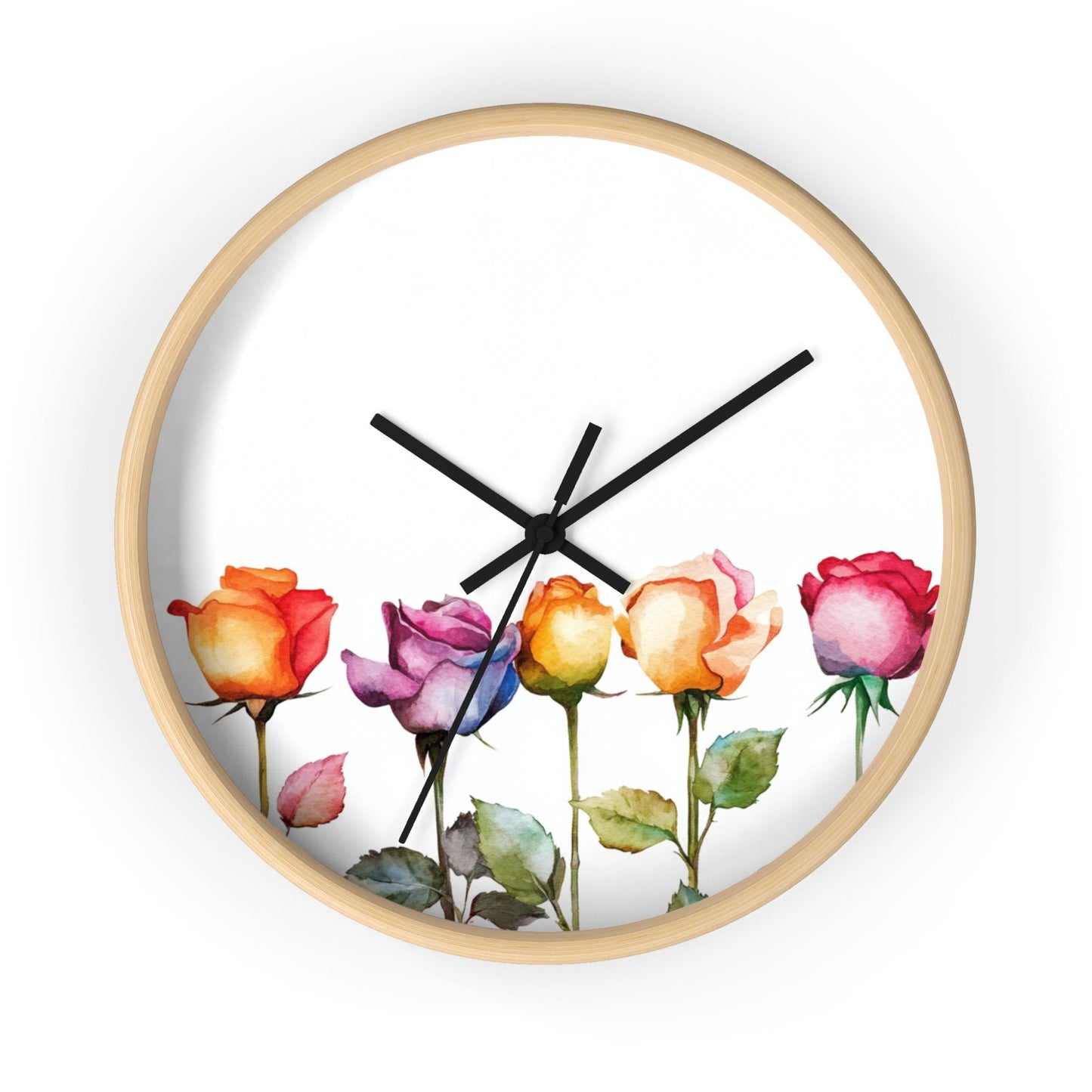 Floral Rose Wall Clock: Elegant Home Decor, Silent Movement