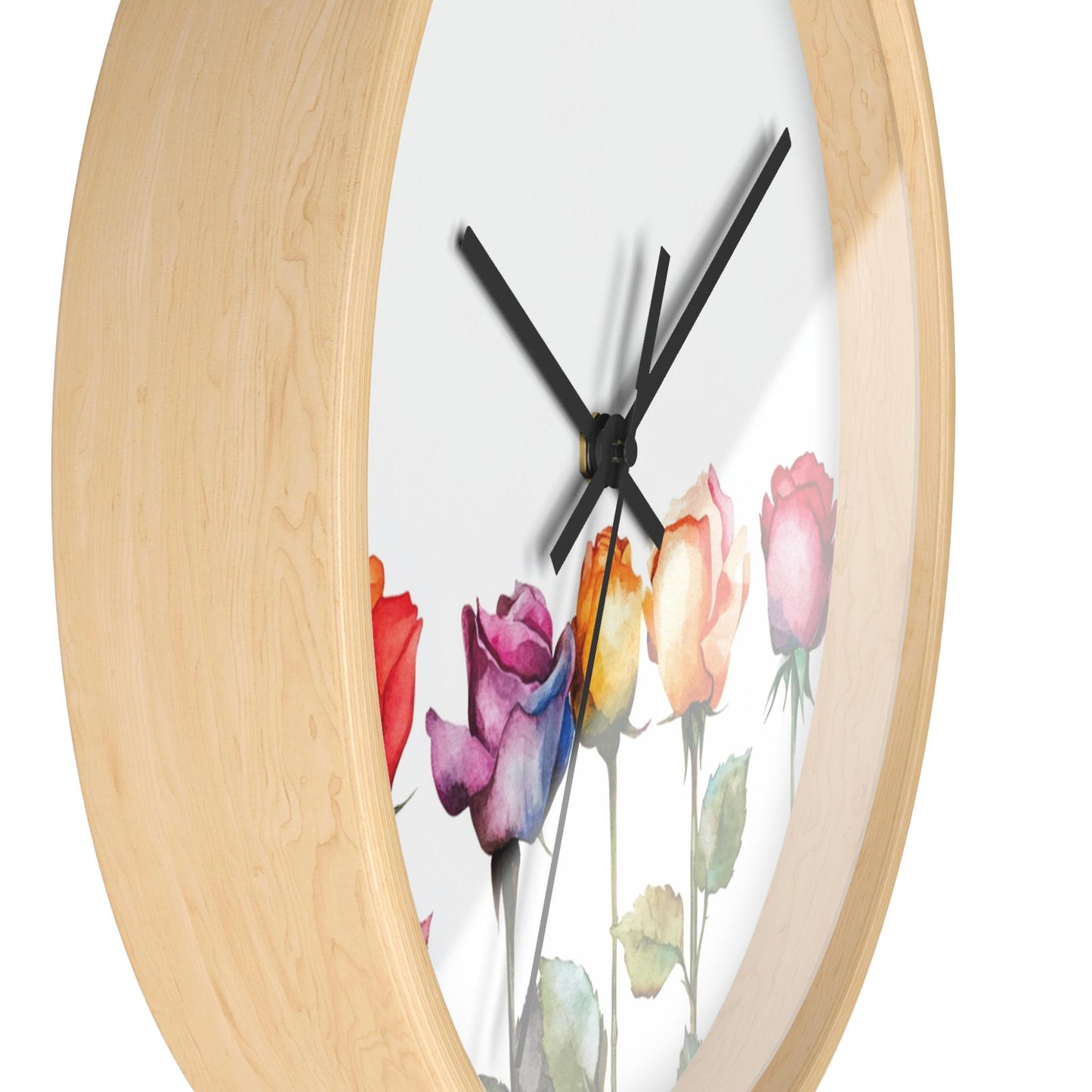 Floral Rose Wall Clock: Elegant Home Decor, Silent Movement