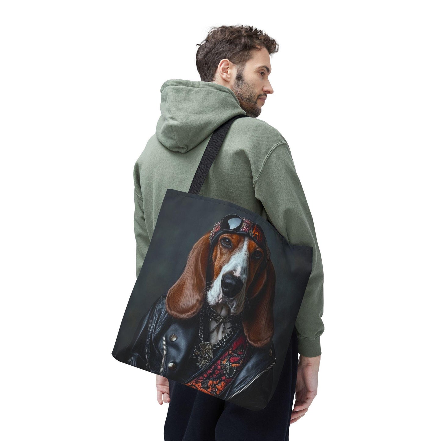 Rocker Basset Hound Tote Bag: Durable Polyester Dog Lover Gift
