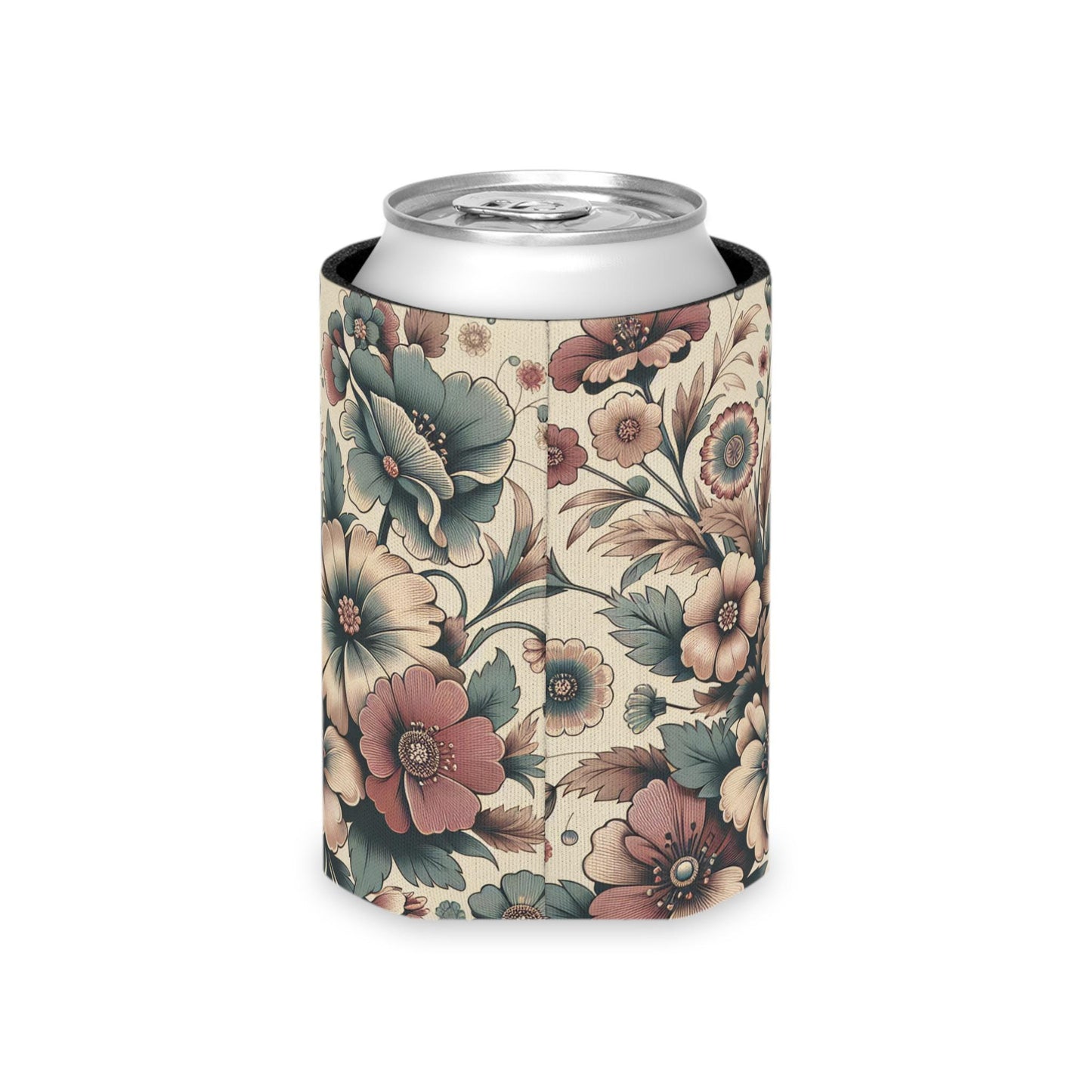 Vintage Floral Can Cooler: Retro Beverage Sleeve