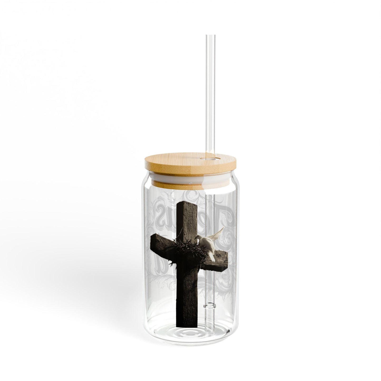 Jesus Is Lord Sipper Glass: Christian Cross & Dove, 16oz