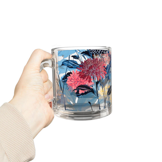 Floral Glass Mug: Colorful Garden Drinkware, 10oz
